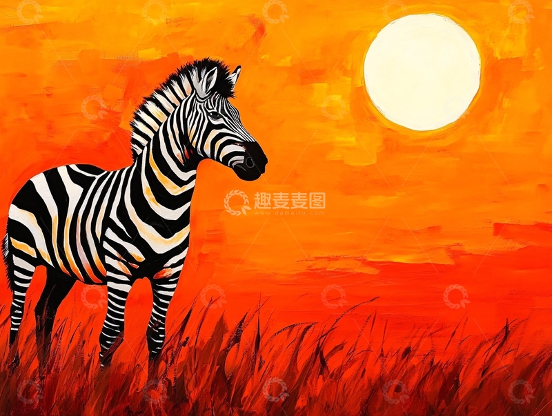高清大图下载【趣麦麦图】斑马油画