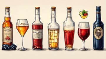 矢量单色瓶和玻璃饮料图标集2