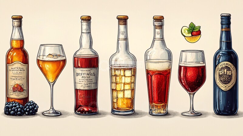 高清大图下载【趣麦麦图】矢量单色瓶和玻璃饮料图标集2