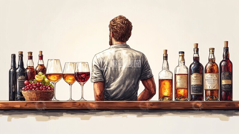 酒的插图饮料酒瓶含酒精饮料1