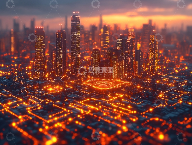 高清大图下载【趣麦麦图】-橙色科技城市12