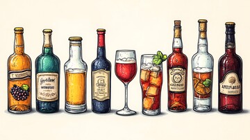 矢量单色瓶和玻璃饮料图标集5