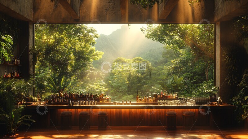 高清大图下载【趣麦麦图】丛林风格休闲酒吧2