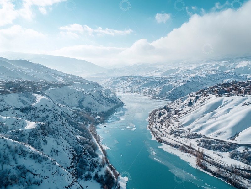 高清大图下载【趣麦麦图】洮河冬韵