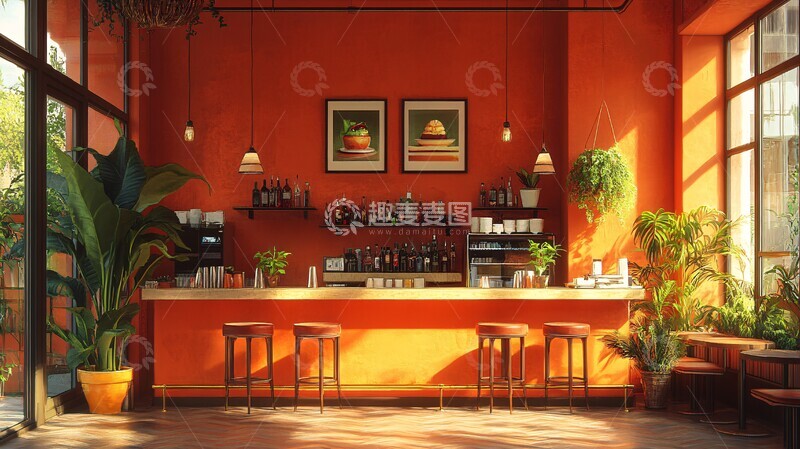 高清大图下载【趣麦麦图】温馨餐厅插画