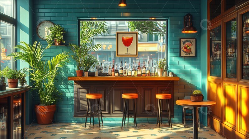 高清大图下载【趣麦麦图】温馨餐厅插画3