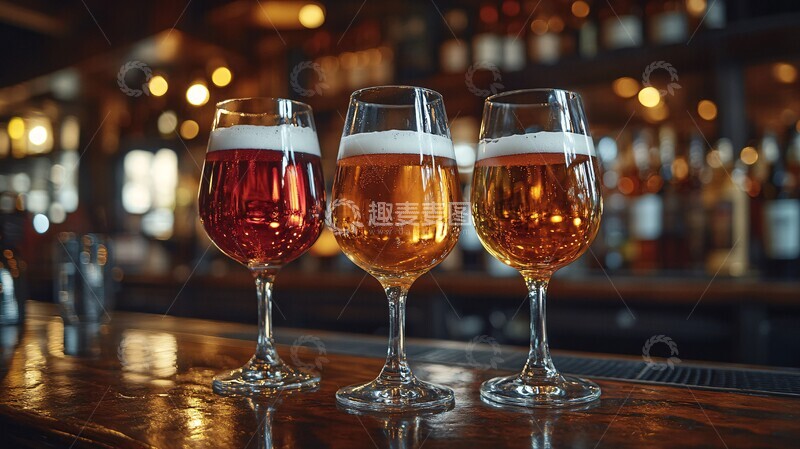 高清大图下载【趣麦麦图】各种啤酒和葡萄酒杯的插图