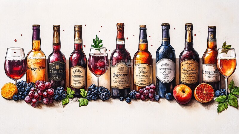 酒的插图饮料酒瓶含酒精饮料2