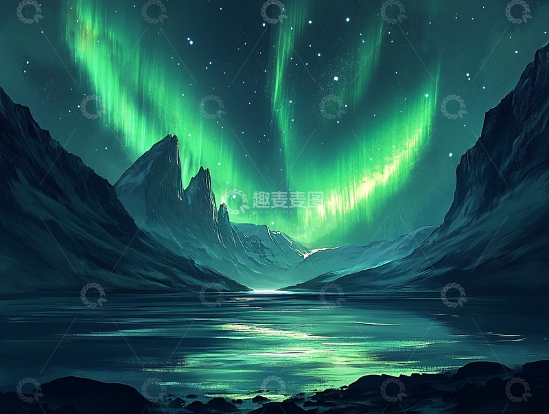 高清大图下载【趣麦麦图】极光背景海报