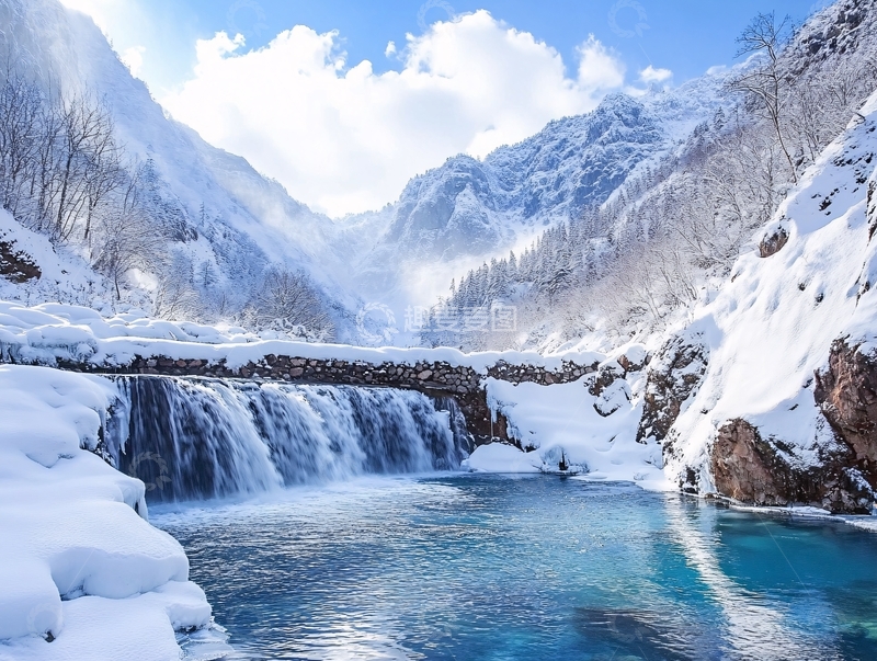 高清大图下载【趣麦麦图】山谷溪流雪