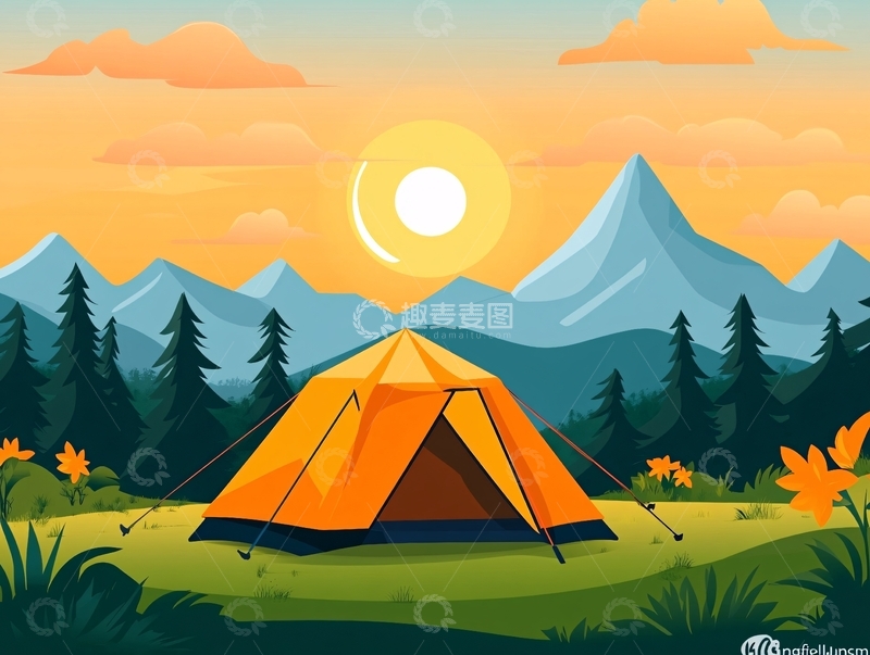 高清大图下载【趣麦麦图】-户外露营插画6