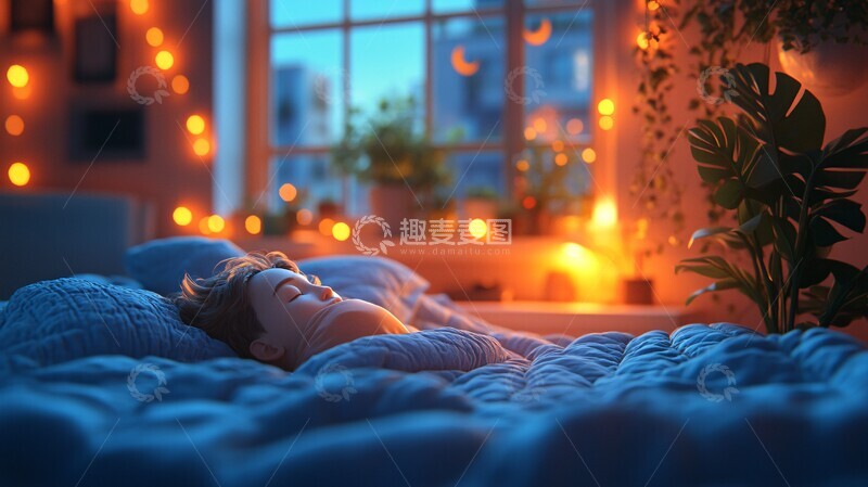 高清大图下载【趣麦麦图】世界睡眠日卧室放松场景