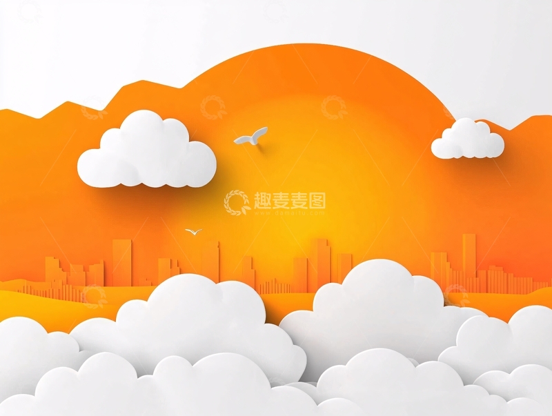 高清大图下载【趣麦麦图】扁平剪纸风