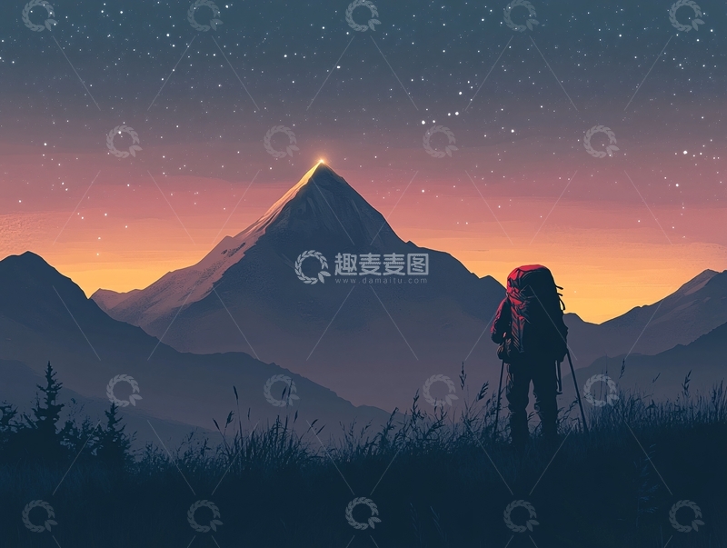 高清大图下载【趣麦麦图】登山插画3