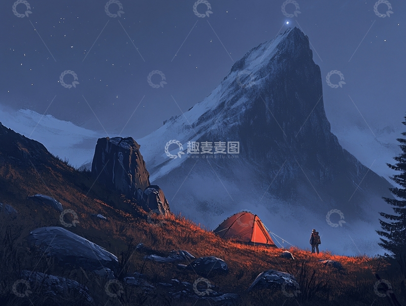 高清大图下载【趣麦麦图】荒野黄昏插画61