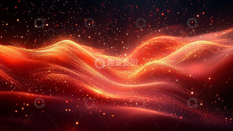 高清大图下载【趣麦麦图】金色波浪红色背景光线2
