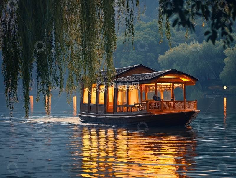 高清大图下载【趣麦麦图】湘湖游船
