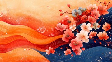 春节花纹彩带图案2