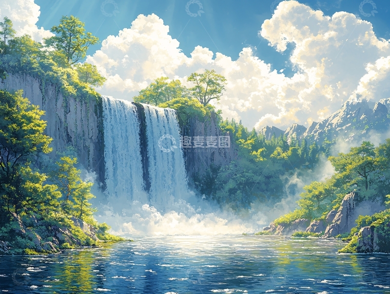 高清大图下载【趣麦麦图】高清瀑布背景墙壁纸10