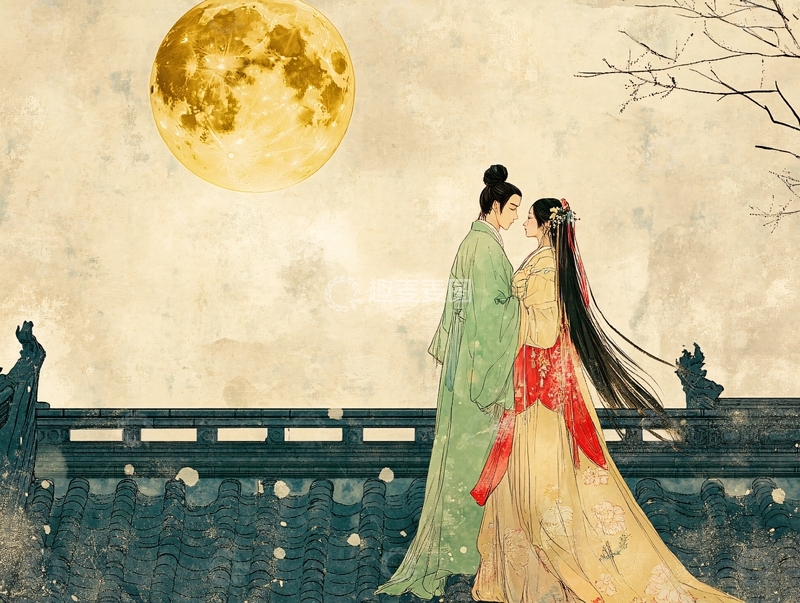 高清大图下载【趣麦麦图】古装情侣插画6