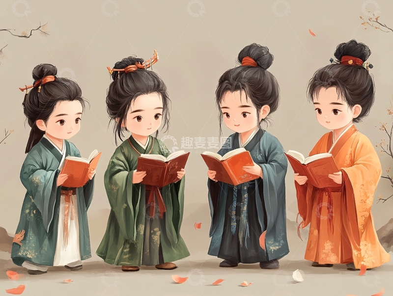 高清大图下载【趣麦麦图】白居易读书图