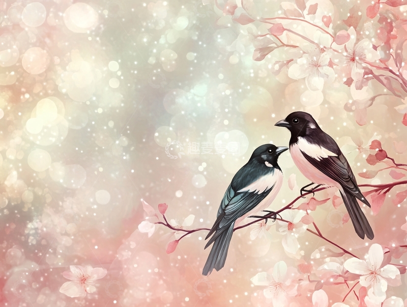 高清大图下载【趣麦麦图】喜鹊插图插画