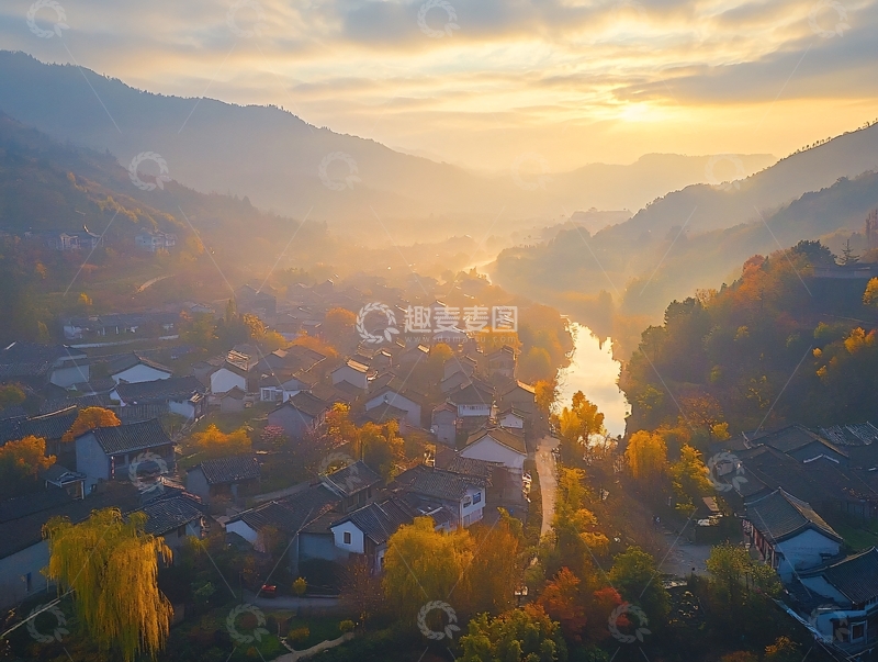 高清大图下载【趣麦麦图】卢村晨曦
