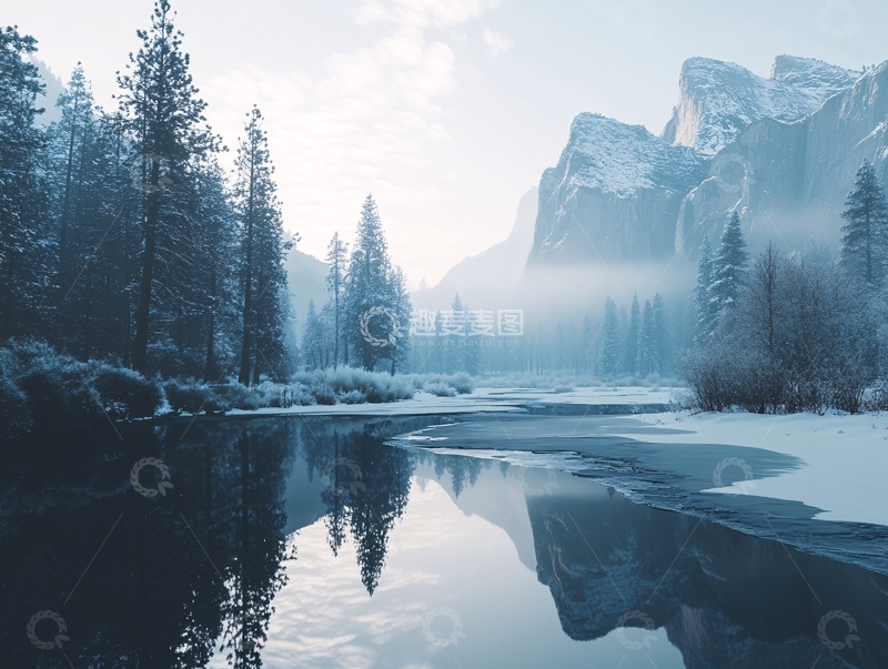 高清大图下载【趣麦麦图】唯美冬日湖景清晨16