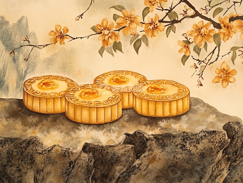 高清大图下载【趣麦麦图】手绘月饼插画