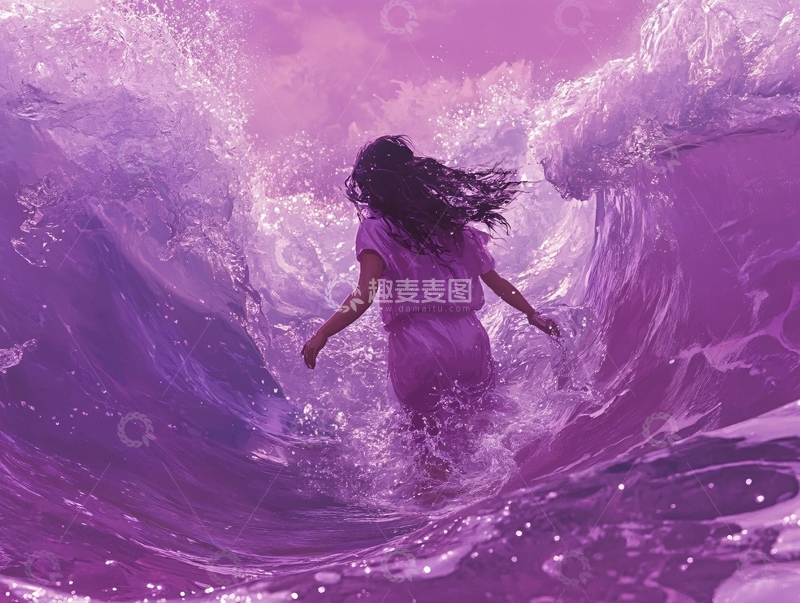 高清大图下载【趣麦麦图】勇往直前冲浪美女