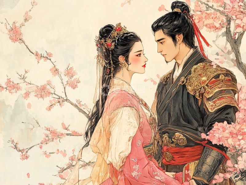 高清大图下载【趣麦麦图】古装情侣插画8