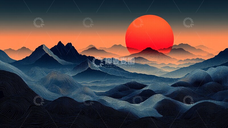 高清大图下载【趣麦麦图】山峦线条图案