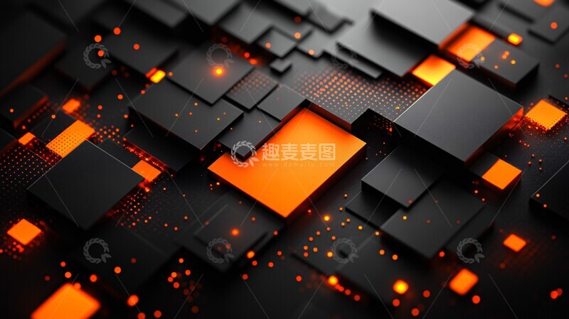 高清大图下载【趣麦麦图】黑底橙线壁纸2