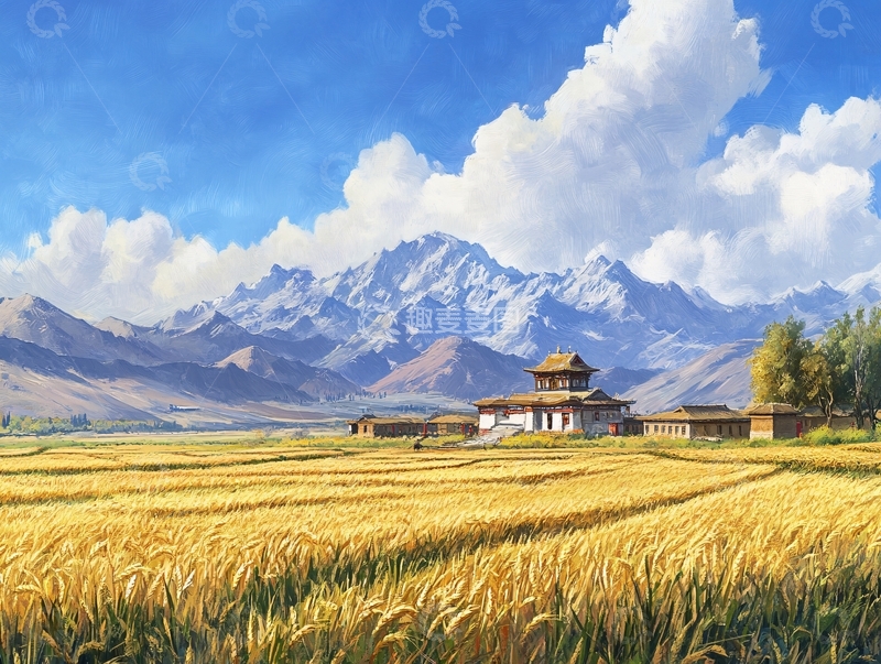 高清大图下载【趣麦麦图】高原插画1