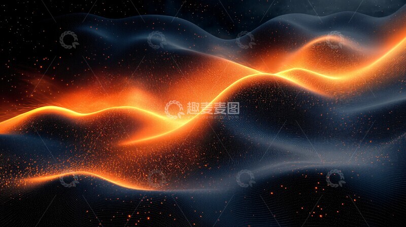 高清大图下载【趣麦麦图】黑底橙线壁纸1