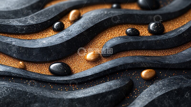 高清大图下载【趣麦麦图】黑沙金石纹图案自然元素2