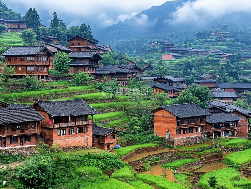 广西龙胜梯田村寨1