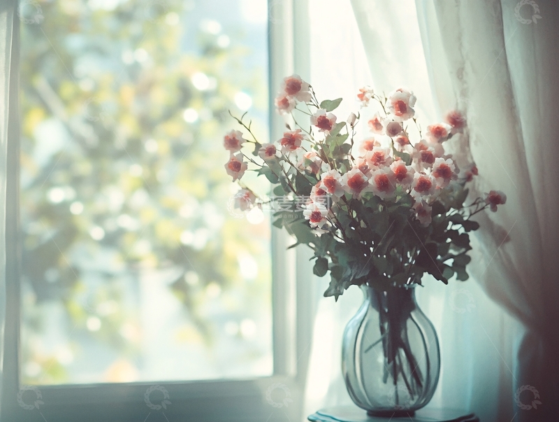 高清大图下载【趣麦麦图】窗台上摆放的花3