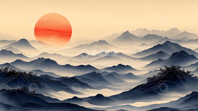 高清大图下载【趣麦麦图】山峦线条图案2