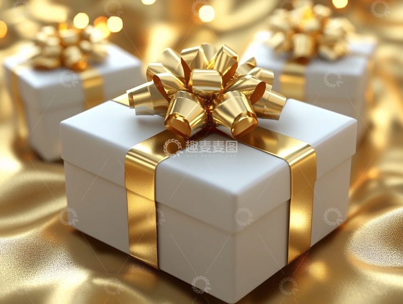 高清大图下载【趣麦麦图】礼盒黄金素材