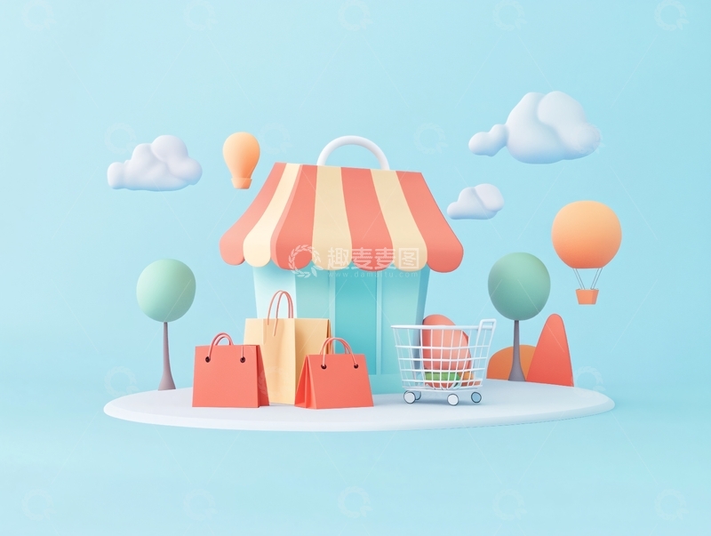 高清大图下载【趣麦麦图】扁平风购物场景5