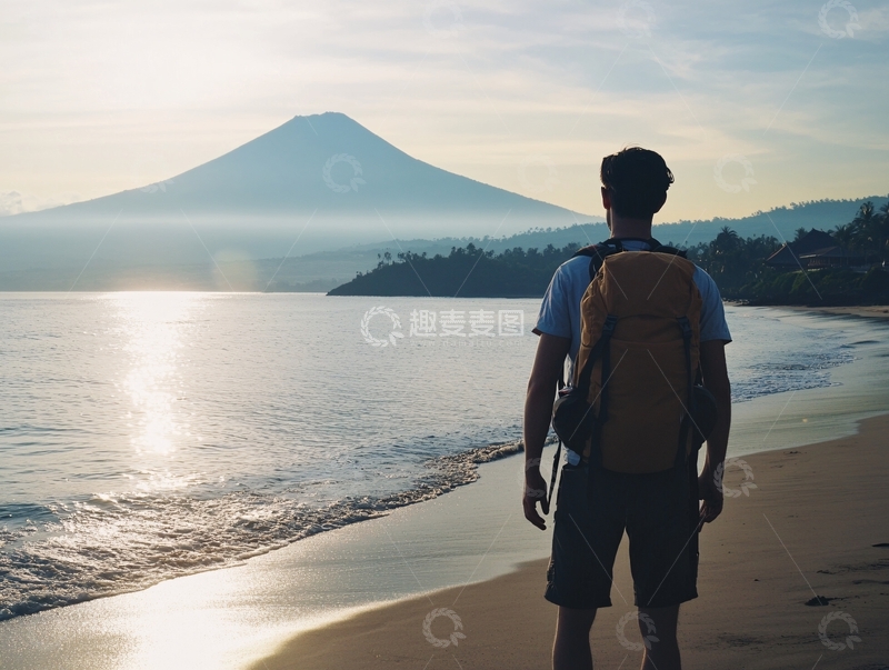 高清大图下载【趣麦麦图】游客黄昏