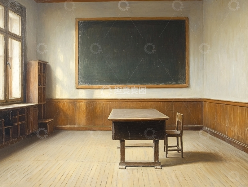 高清大图下载【趣麦麦图】复古教室场景2