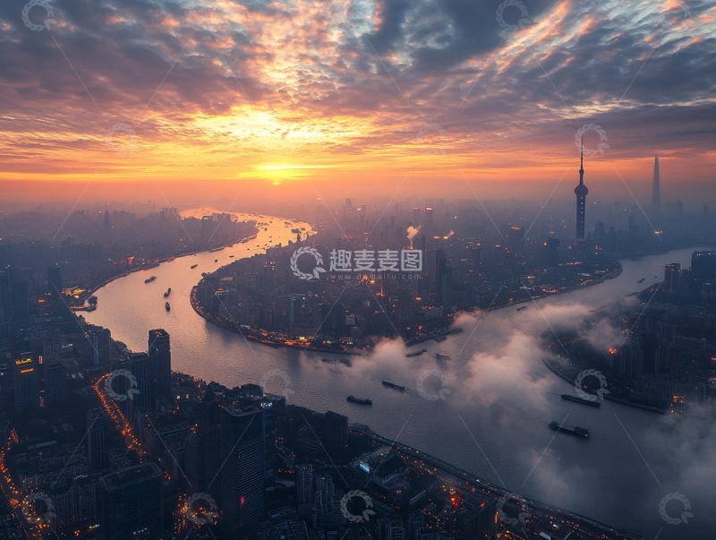 高清大图下载【趣麦麦图】浦西日出
