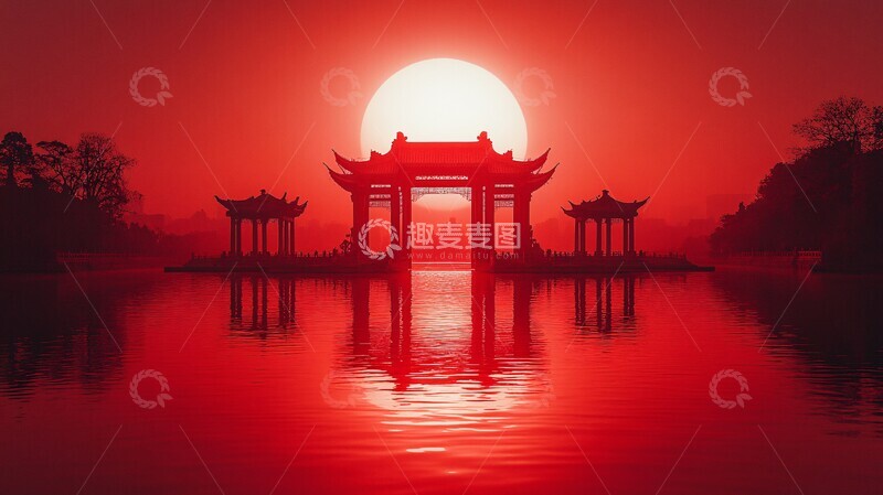 高清大图下载【趣麦麦图】国庆红色背景图2