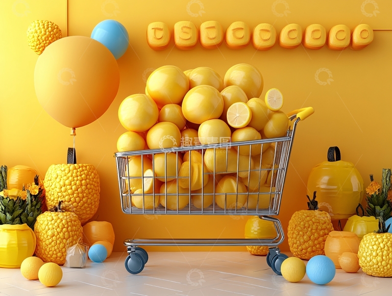 高清大图下载【趣麦麦图】超市购物节装饰插画