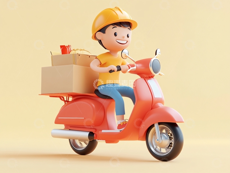 高清大图下载【趣麦麦图】卡通扁平插画快递员