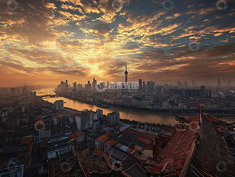 高清大图下载【趣麦麦图】汉口日落