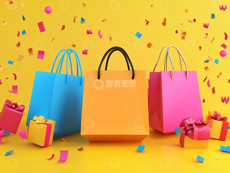高清大图下载【趣麦麦图】购物狂欢节包装袋1