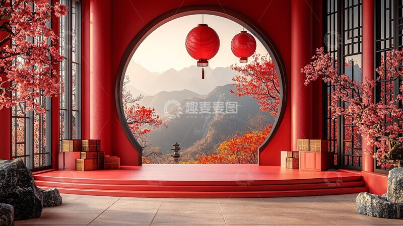 高清大图下载【趣麦麦图】红色新春装饰平台3